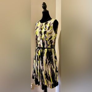 MODERN PRINT DESIGNER COTTON DRESS 10 full skirt pockets